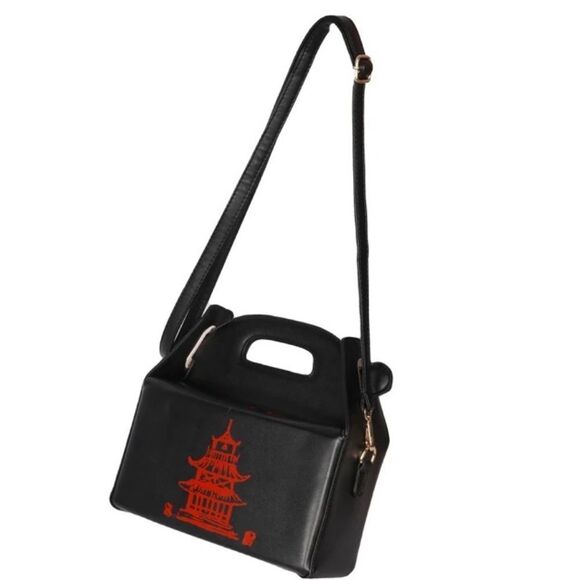 Chinese Tower Print Top-Handle Takeout Box Handbag - Picture 2 of 11